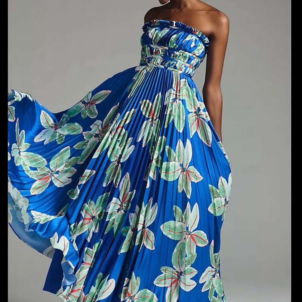 Hatch Strapless Blue Floral Dress